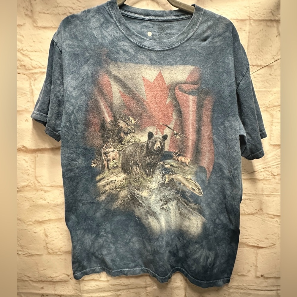 The Mountain Bear Canadian Flag tie dye‎ tshirt size L